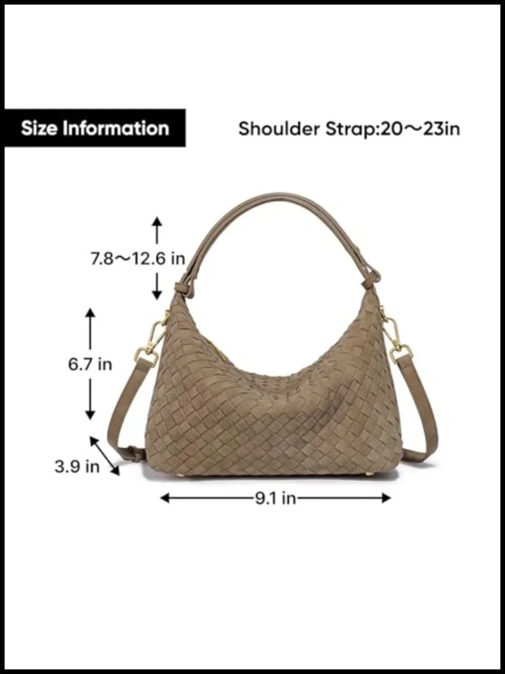Woven Suede Shoulder Bag - Hobo Satchel, Slouchy Crossbody Purse & Tote